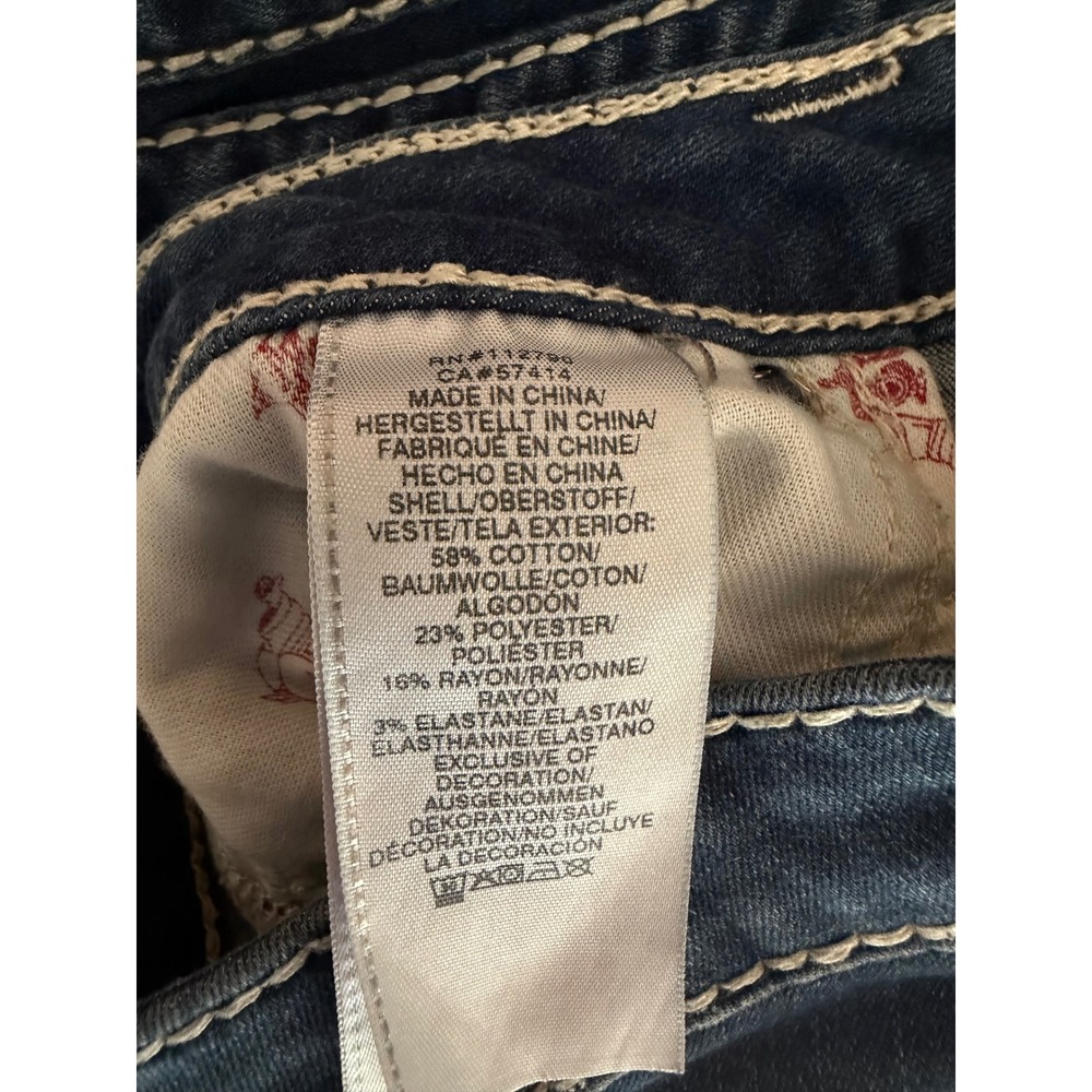 True Religion Section Skinny Jeans Dark Wash White Super T Stitching Womens 30 - Picture 12 of 13